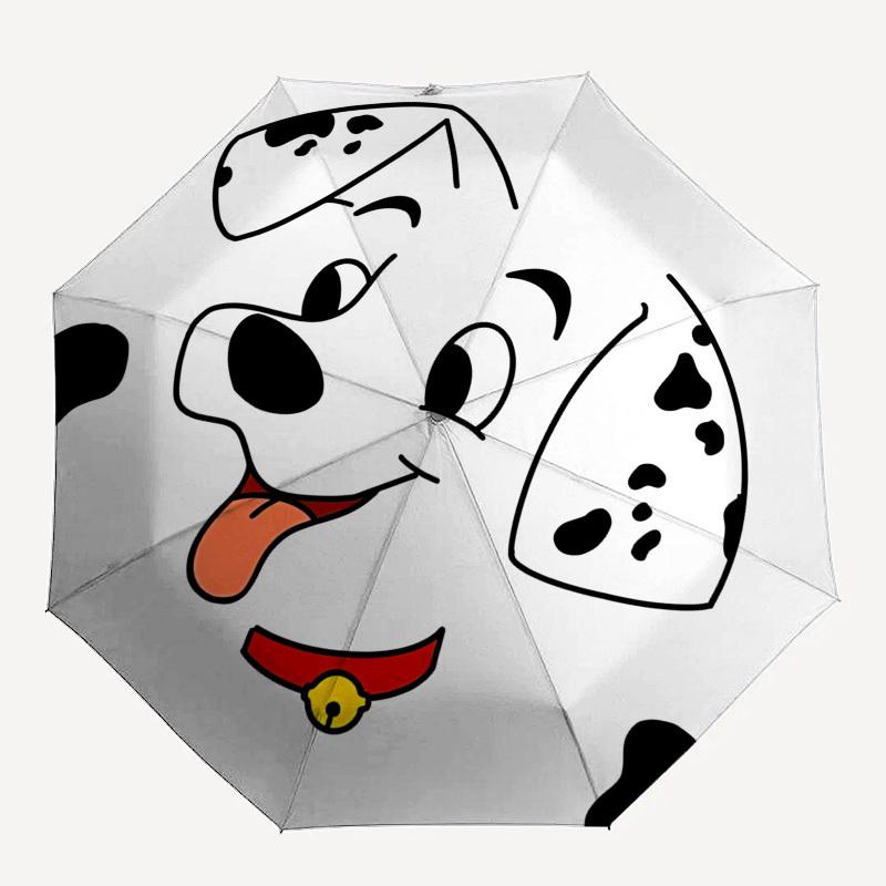 Dalmatian, Spots Themed Automatic Opening and Closing Umbrella, Brightly Colored 8-rib Portable Umbrella, Suitable for Men and Women, A Perfect Gift f