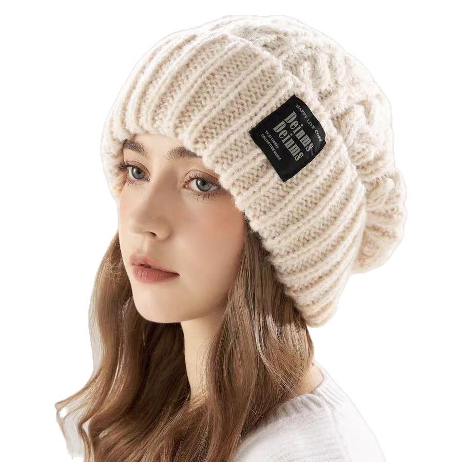Spring and Autumn Versatile Ear Protection Knitted Yarn Stacking Hat Women's Hat