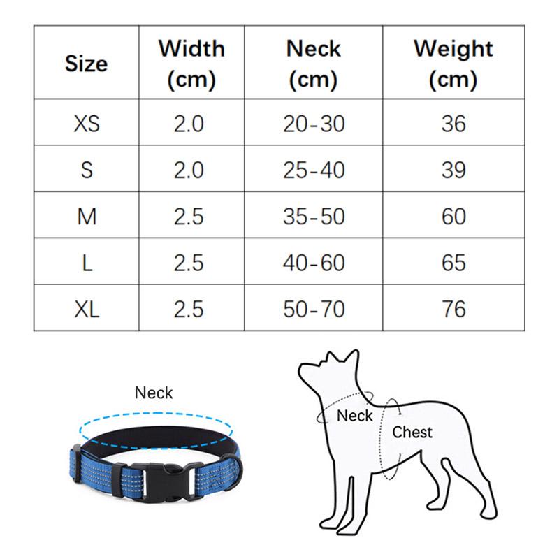 Reflective Widened Dog Collar for Medium Large Dogs Durable Lightweight Adjustable Soft Padded Pet Collars for Samoyed Labrador