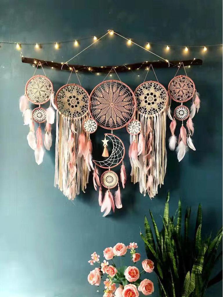 Nordic Five-Piece Feather Dream Catcher Wall Hanging Decor Set