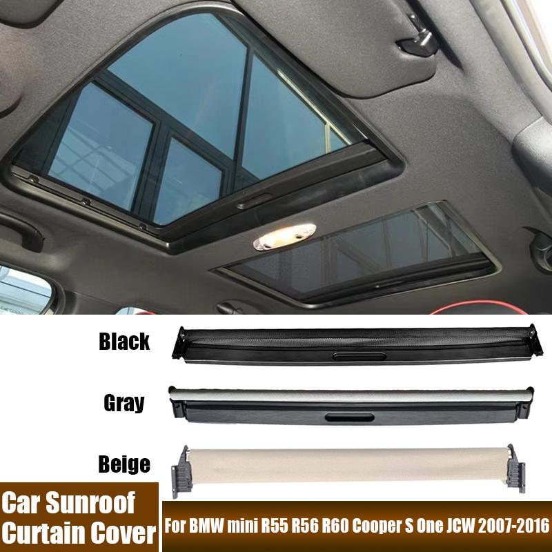 For BMW Sunroof Curtain Cloth Roof Sunroof Sunshade For BMW mini R55 R56 R60 Cooper S One JCW 2007-2016 54102757016, 54102755849 Black-Front