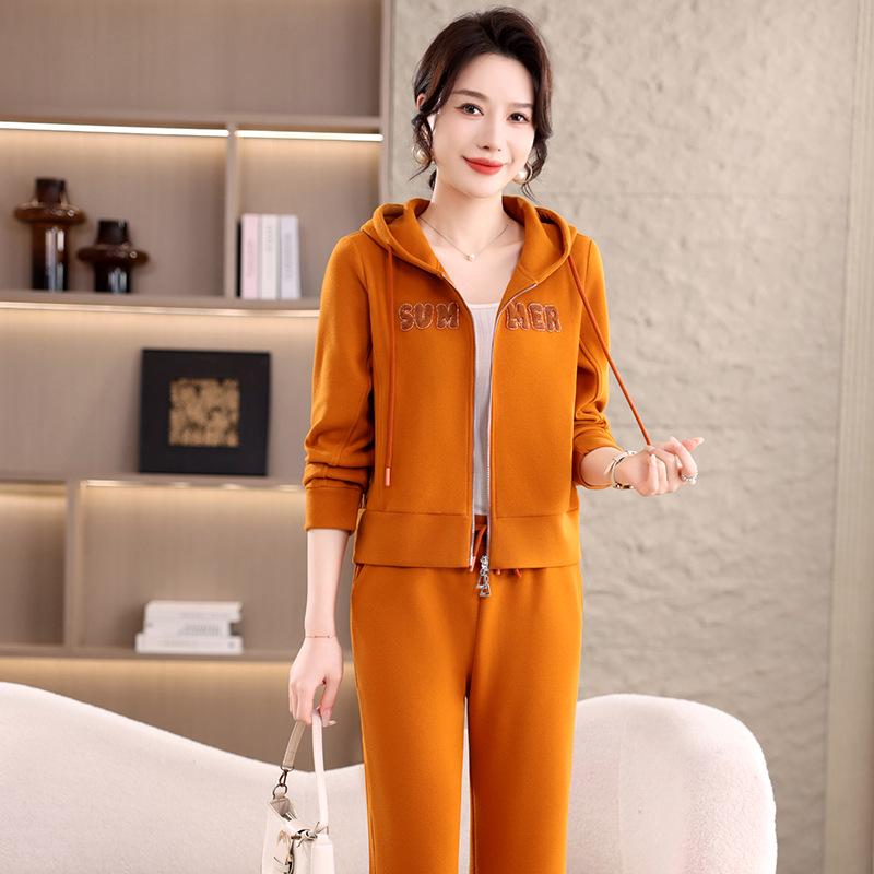 

Women s Spring 2026 Hooded Zip Cardigan & Straight-Leg Pants Set XL [For 110-120 jin]