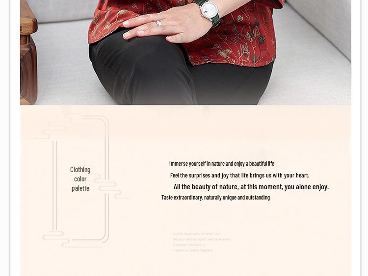 Mom's Spring & Autumn Long-Sleeve Mulberry Silk Shirt for Stylish Middle-Aged & Elderly Women