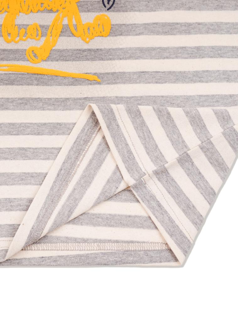 LA MAISON STUDIO Maison Dog Stripe Ringer Short Sleeve Melangray(Fcg2Ts762W)