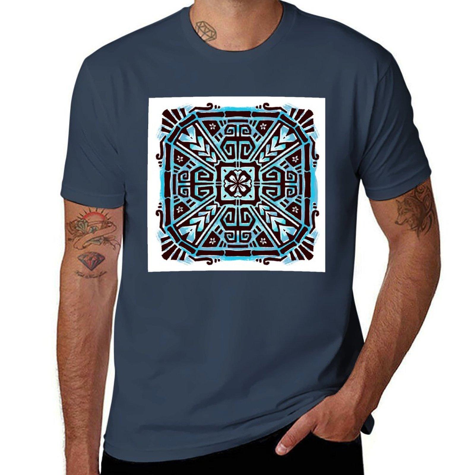Geometric Polynesian Blue Version TShirt Casual Everyday Short Sleeve TShirt S