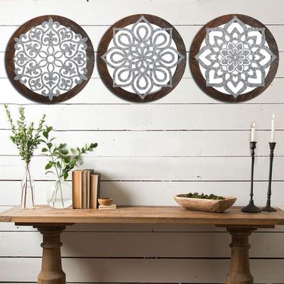 Living Room Round Aesthetic Room Decor Wooden Hanging Ornament Round Wall Art Heritage Home Room