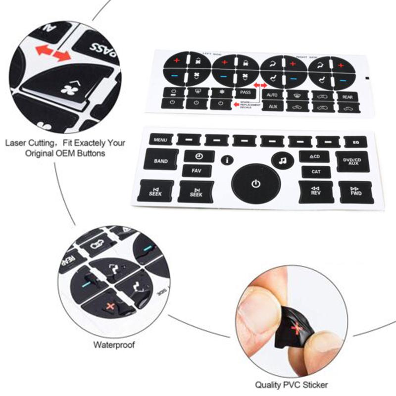 Car Radio Dashboard Control Button Repair Decals Decorative Sticker A/C Button Sticker Interior Decor for GMC Chevrolet Accessor