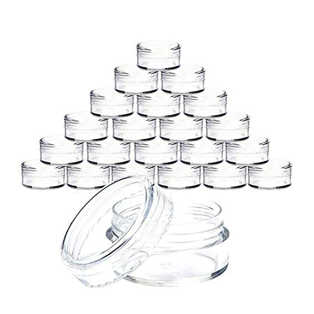 100 pcs Small Sample Empty Clear Container Jar with Lid Covers Cases for