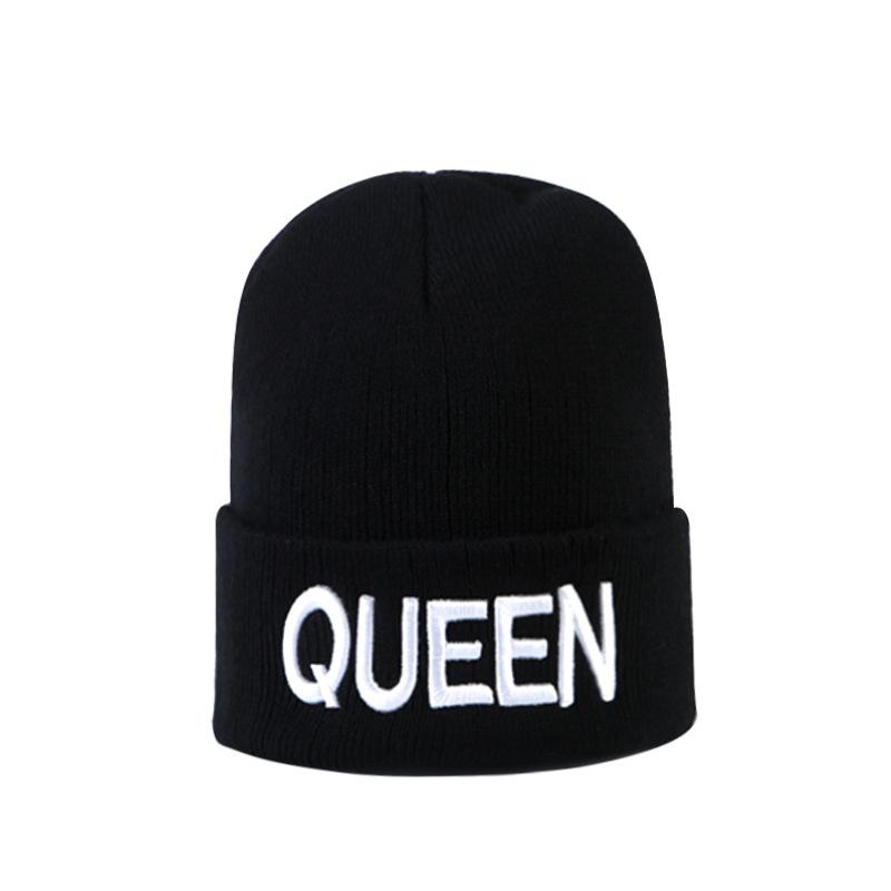 Street Style Hip Hop Tide KING Embroidery Knitted Hat Big Head Circumference Couple Tide Versatile Thermal Cover Wool Hat