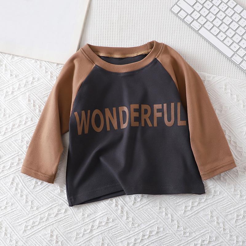 Children's Long Sleeved T-shirt Letter Printed Warm Kids Top