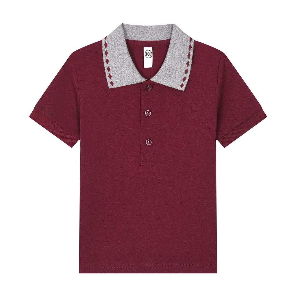 Children's Long-Sleeve White Cotton Polo Shirt for Elementary School Boys and Girls