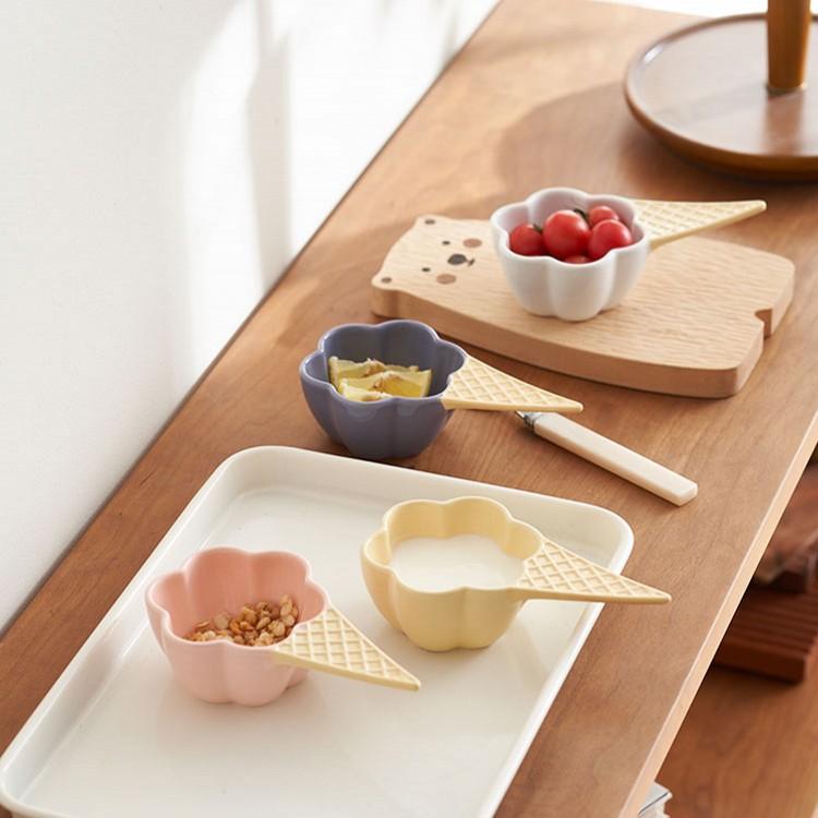 Creative Cute Dessert Bowl Internet Celebrity Ice Cream Cup Ceramic Handle Fruit Bowl Ice Cream Bowl