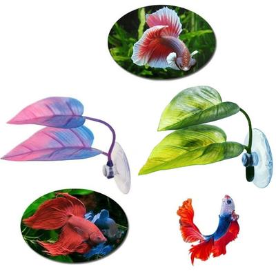 1/2pcs With Suction Cup Betta Fish Rest Leaf Artificial Betta Fish Leaves Fish Spawning Resting