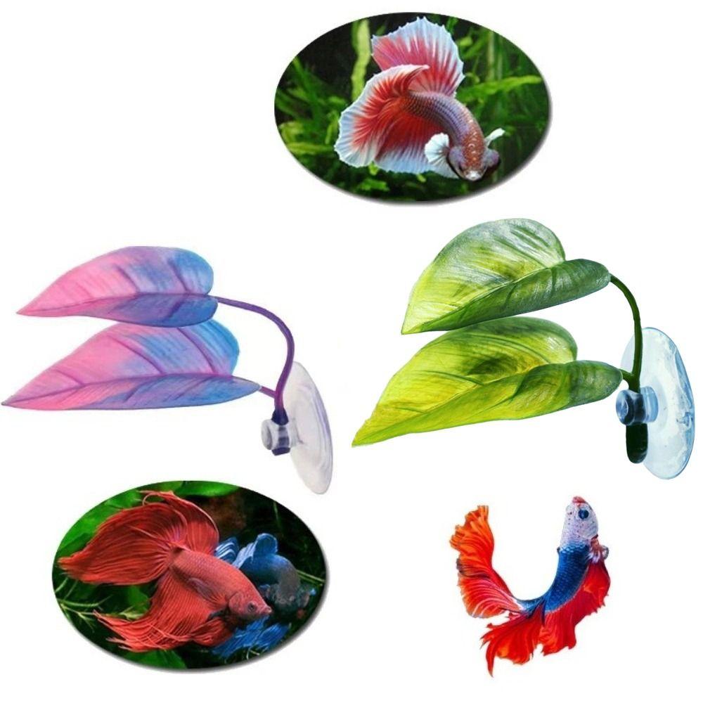1/2pcs With Suction Cup Betta Fish Rest Leaf PP Artificial Betta Fish Leaves  Fish Spawning Resting