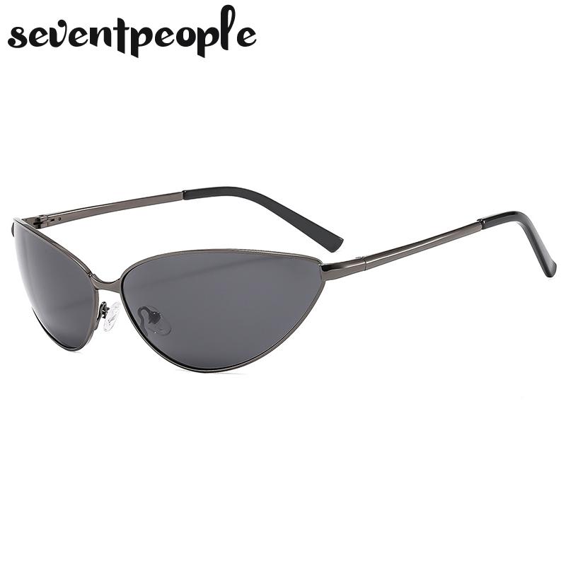 Polarized Cat Eye Y2K Sunglasses Men Women Luxury Brand Designer Fashion Small Oval Metal Frame Sun Glasses Vintage Eyewear