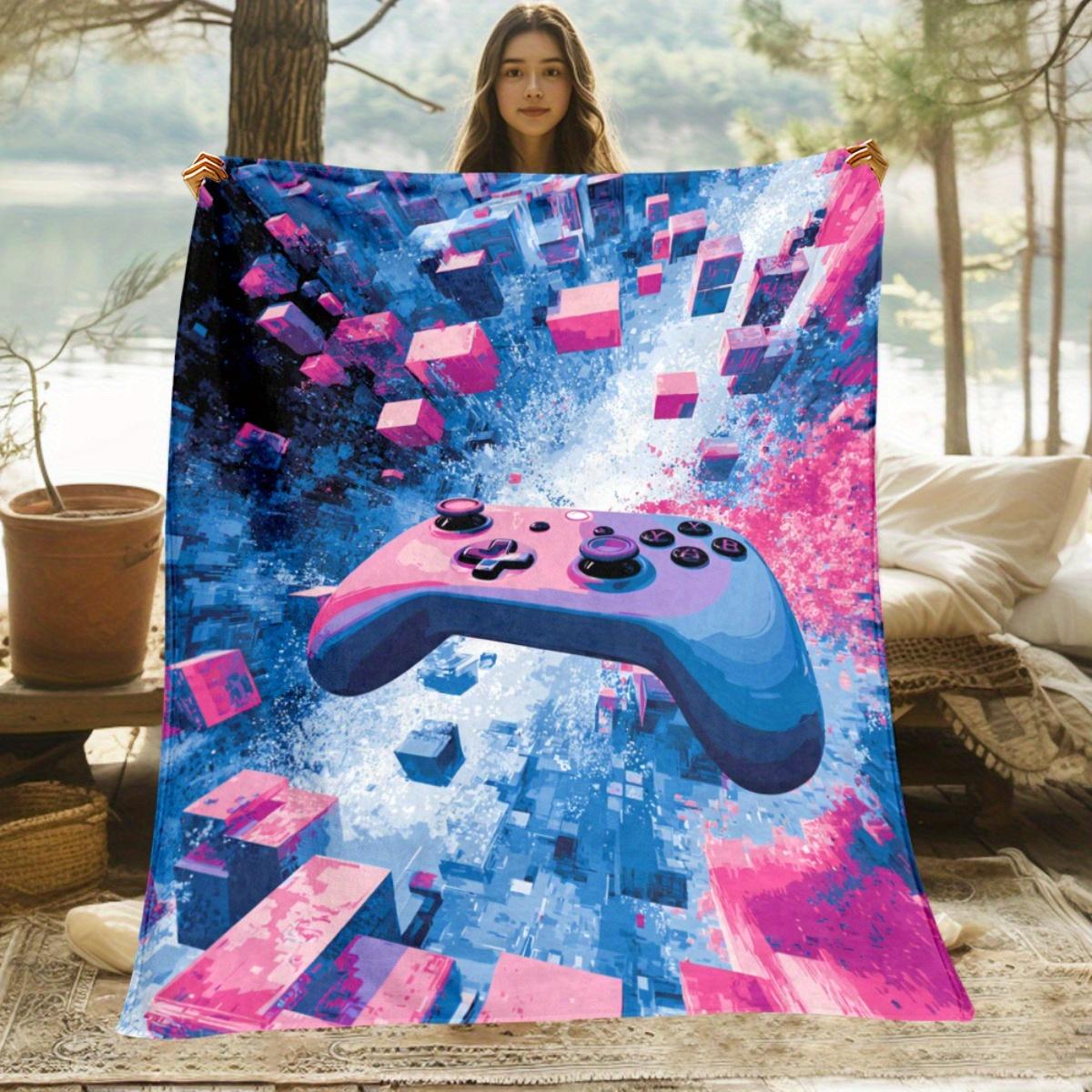 

Abstract game controller pattern Flannel printed blanket suitable for all seasons suitable for living room office sofa travel 75x100cm (30x40inch)