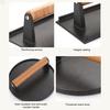 2Pcs Cast Iron Meat Press with Wood Handle Heavy-Duty Bacon Burger Smasher for Grill Griddle Skillet Rust-Proof Round Rectangular Professional BBQ