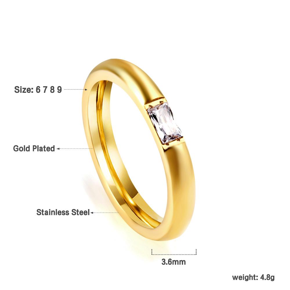 

Delicate White Cubic Zircon Rings for Women Gold Plated Silver Color Stainless Steel Square Crystal Stone Jewelry Gift 8