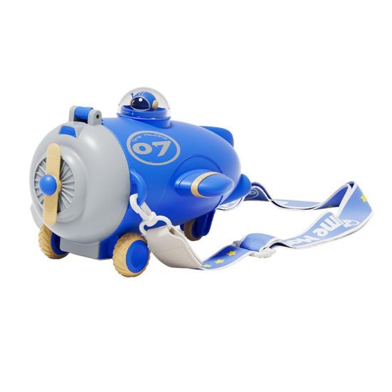 

Бутылка для воды в форме самолета с трубочкой 500 мл мультяшная детская чашка для воды герметичная крышка силиконовый носик контейнер для воды для школы спорт путешествия синий