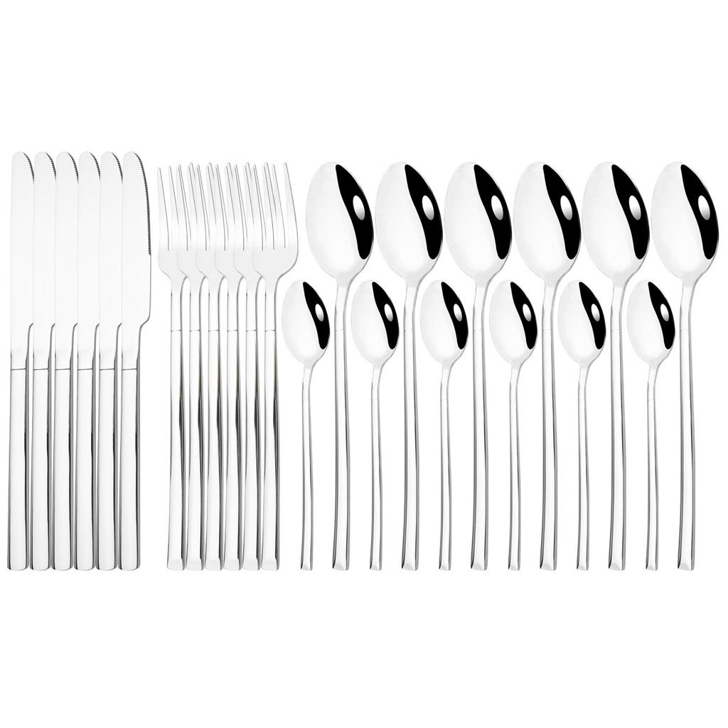 Set de tacâmuri din oțel inoxidabil cu oglindă, 24 buc, cuțit furculiță, lingură, veselă de masă, tacâmuri din oțel inoxidabil, set de argintărie pentru bucătărie