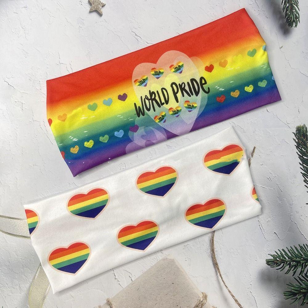 Sweat Absorbing Rainbow Elastic Headband Parade Sports Hairband Fashion Rainbow Headband  Kids