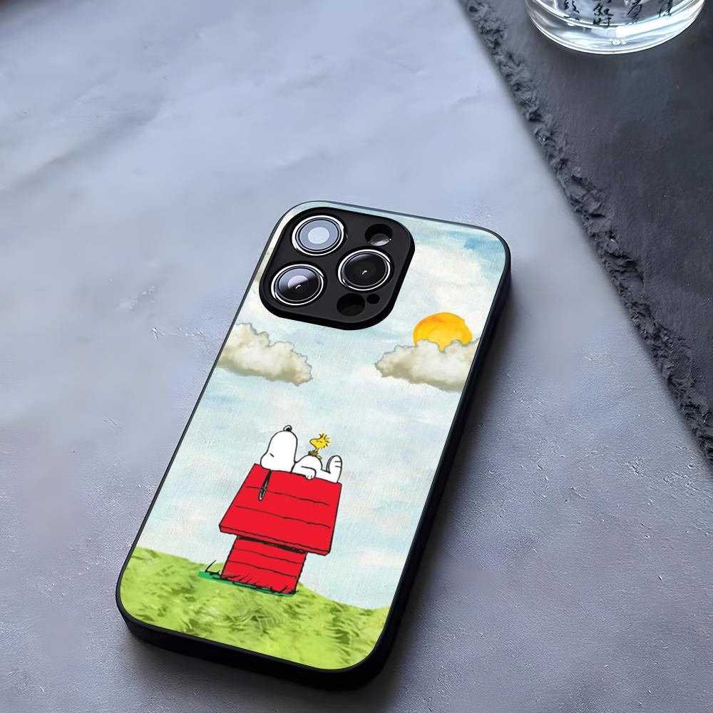 Big Head Snoopy Cartoon Phone Case Tempered Glass For IPhone 17 13 14 16 12 15 11 Pro Max Plus Mini X XR SE2020 Coque