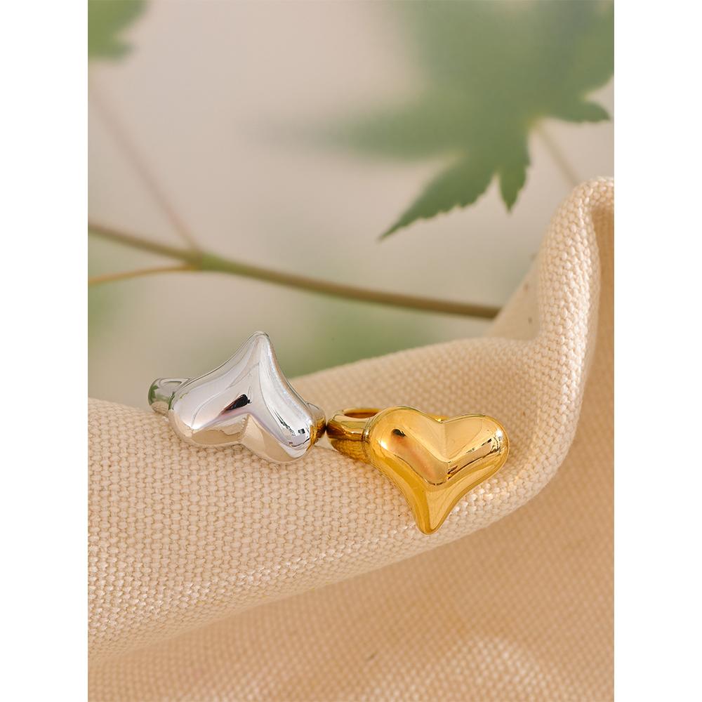 Yhpup Stainless Steel Heart Love Ring Water Resistant 18K PVD Plated Romantic Gift Charm Fashion Jewelry Accessories