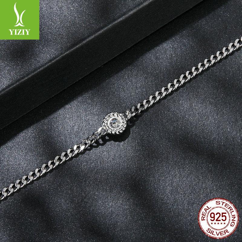 Simple Round 50-Point Moissanite Bracelet, Men'S And Women'S Trend S925 Silver Bracelet Jewelry