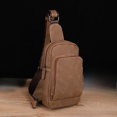 La Nuova Borsa da Uomo Versione Coreana della Borsa Sportiva da Ciclismo Borsa da Petto in Pelle Crazy Horse Outdoor Monospalla Casual Messenger Borsa da Petto