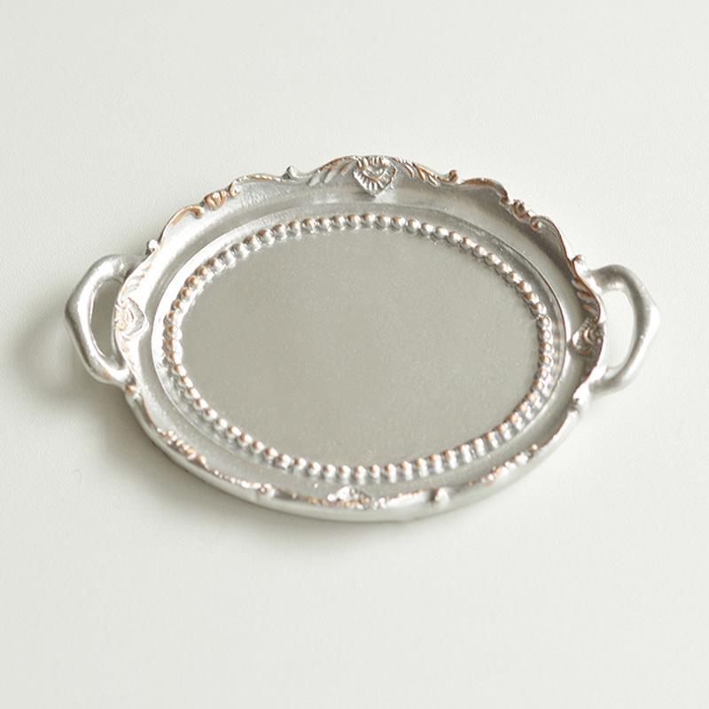 

European Retro Mini Jewelry Tray Necklace Rings Displays Jewelry Showing Shelf Photography Photo Props Background Plate серебряный