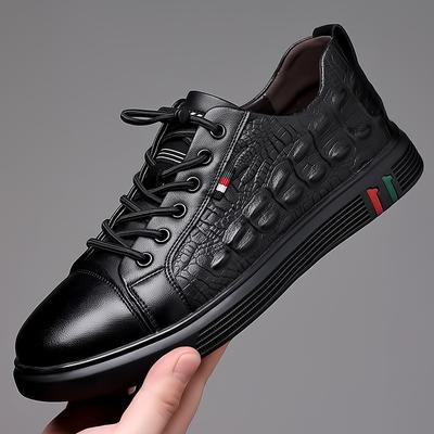 Nuevos Zapatos Casuales de Cuero Genuino para Hombre Zapatos Planos de Skateboard con Estampado de Cocodrilo para Hombre Zapatilla Slip-on Genial