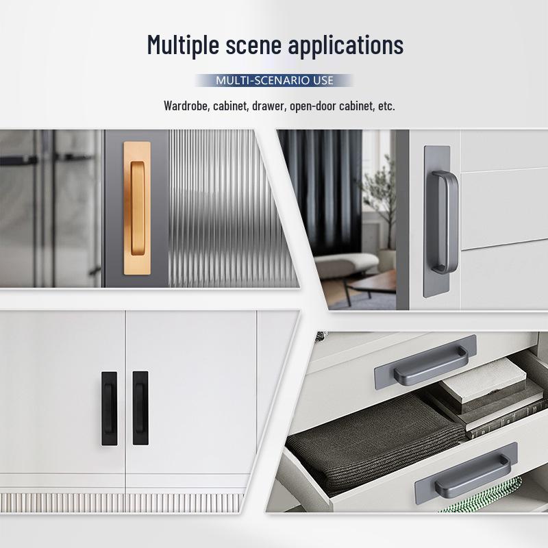 Self-Adhesive Aluminum Door Handle for Glass/Wooden Doors - Thickened & Widened, No Drill Required