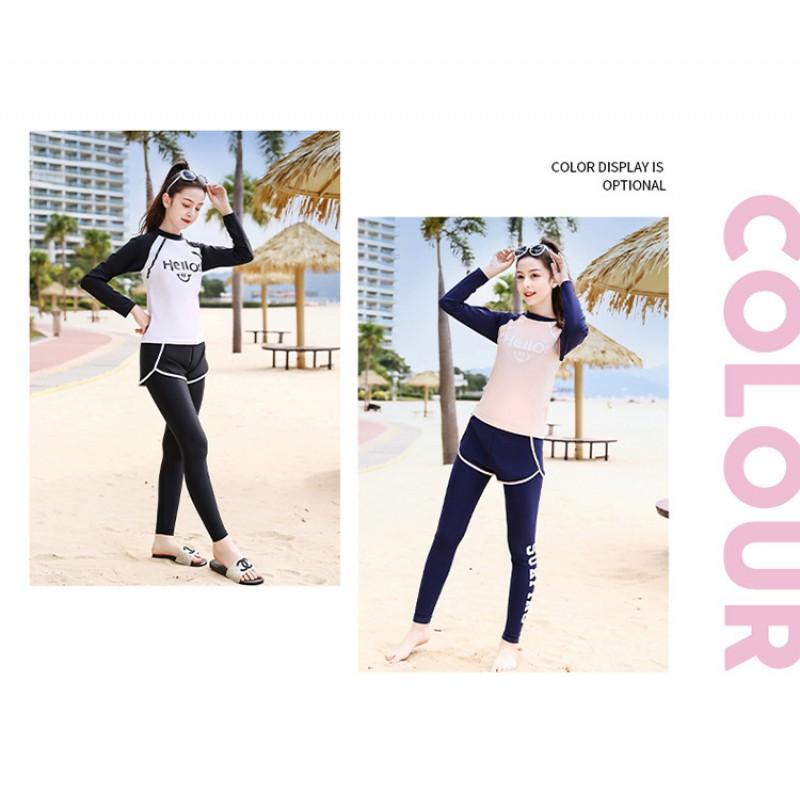 Girls UV Protection Long Sleeve Rash Guard Set With Matching Swim Pants Conservative Swimwear Kids Ages 6-18
