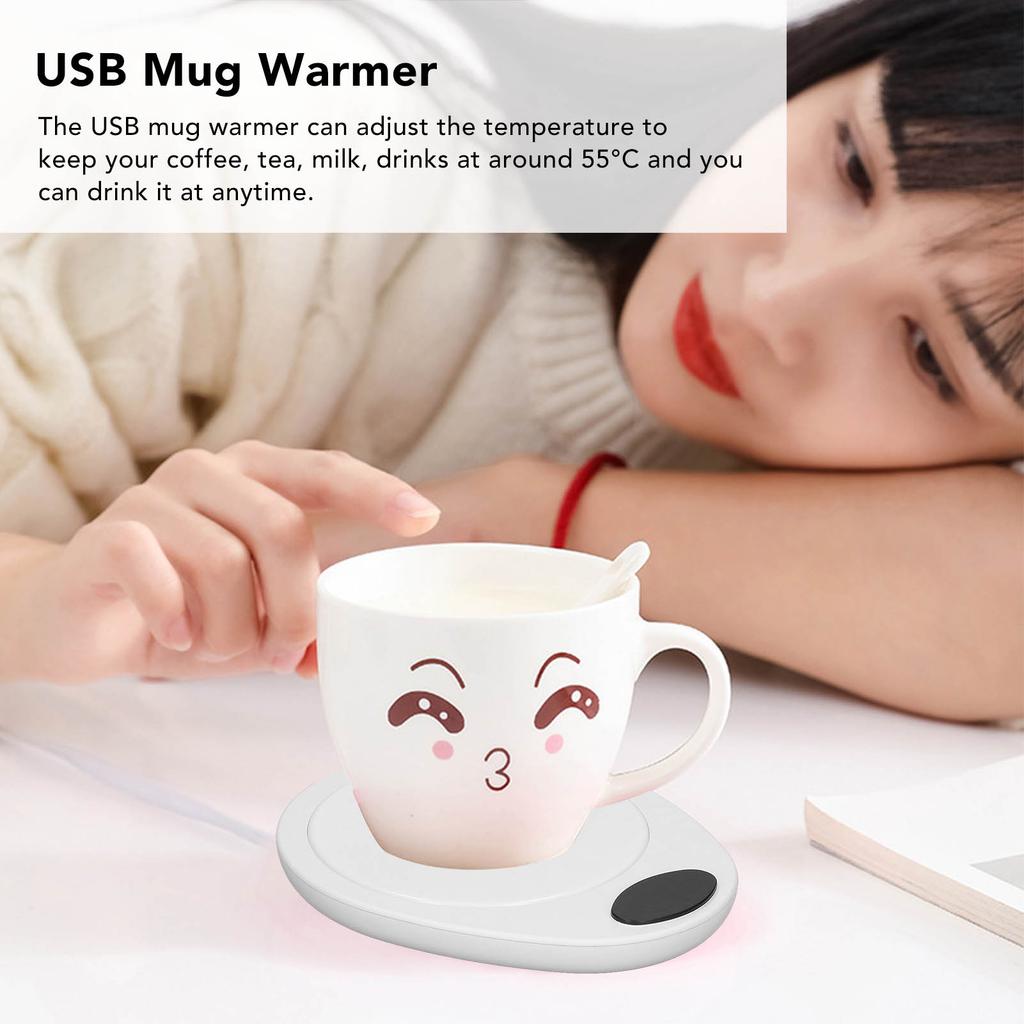 USB Mug Warmer Constant Temp Waterproof Electric Beverage Heating Plate for Ceramic Coffee Cups