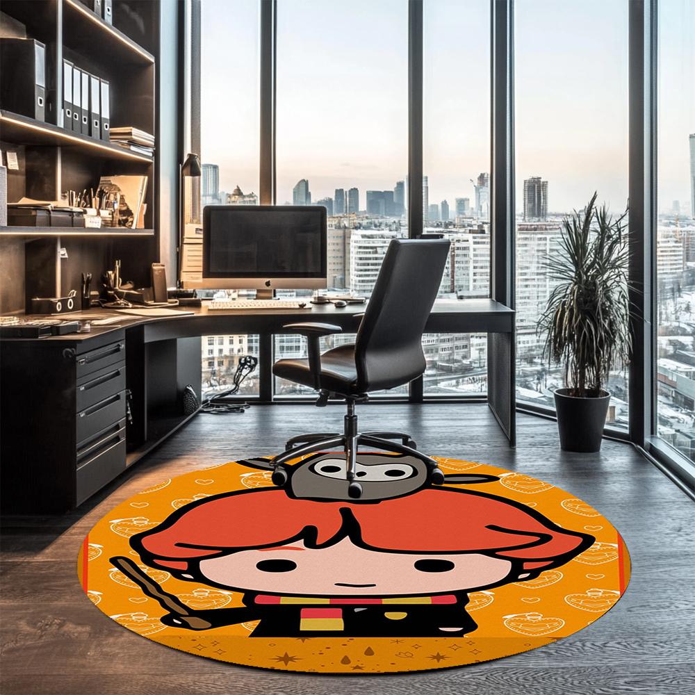 Harry Potter Printed Round Rug Carpet Chair Rug Area Rug Entryway Doormats,for Office Chair Living Room Bedroom Kitchen Room.