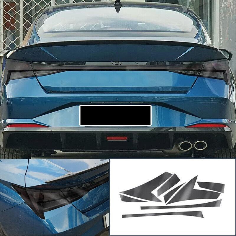 For 2021-2023 Hyundai Elantra Black TPU Rear Tail Light Lamp Sticker Trim 8PCS