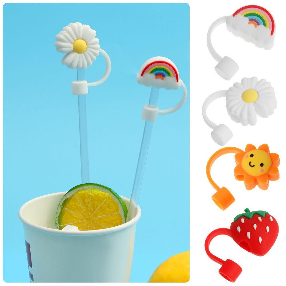 Cartoon Plugs Cover Splash Proof Drinking Dust Cap Straw Tips Cup Accessories Silicone Straw Plug