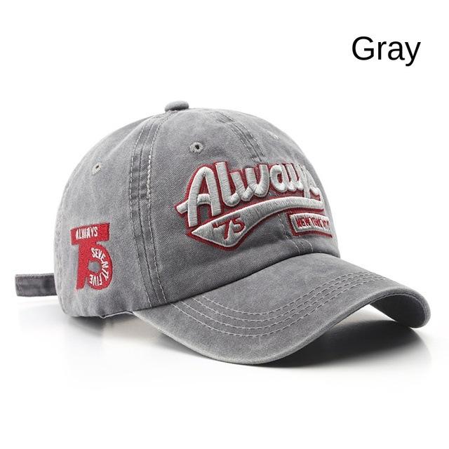 2026 Spring/Summer Unisex Cotton Baseball Cap Vintage Washed with Alphabet ALWAYS Embroidery - Hip-Hop Inspired Snapback Design