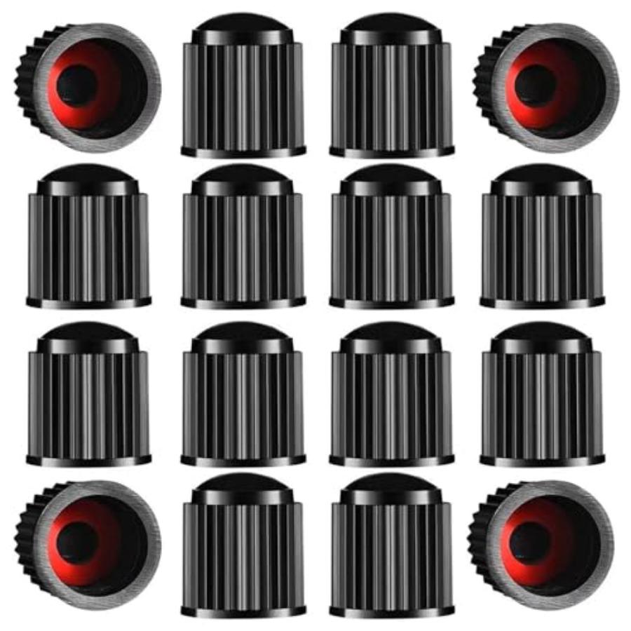 Tire Valve Caps Has a Sealing Ring Tire Valve Stem Caps for BikeBicycle Car Motorbike 16pcs Black