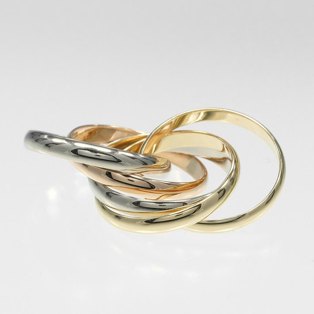 CARTIER Trinity 5 stations Ring K18 Gold (YGxPGxWG) #4.9(US Size) 8.31g Women Used