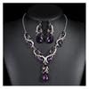 Women Necklace Earrings Rhinestone Luxury Hollow Symmetric Retro Set Out Anti-allergy Hanging Earrings Bridal Wedding