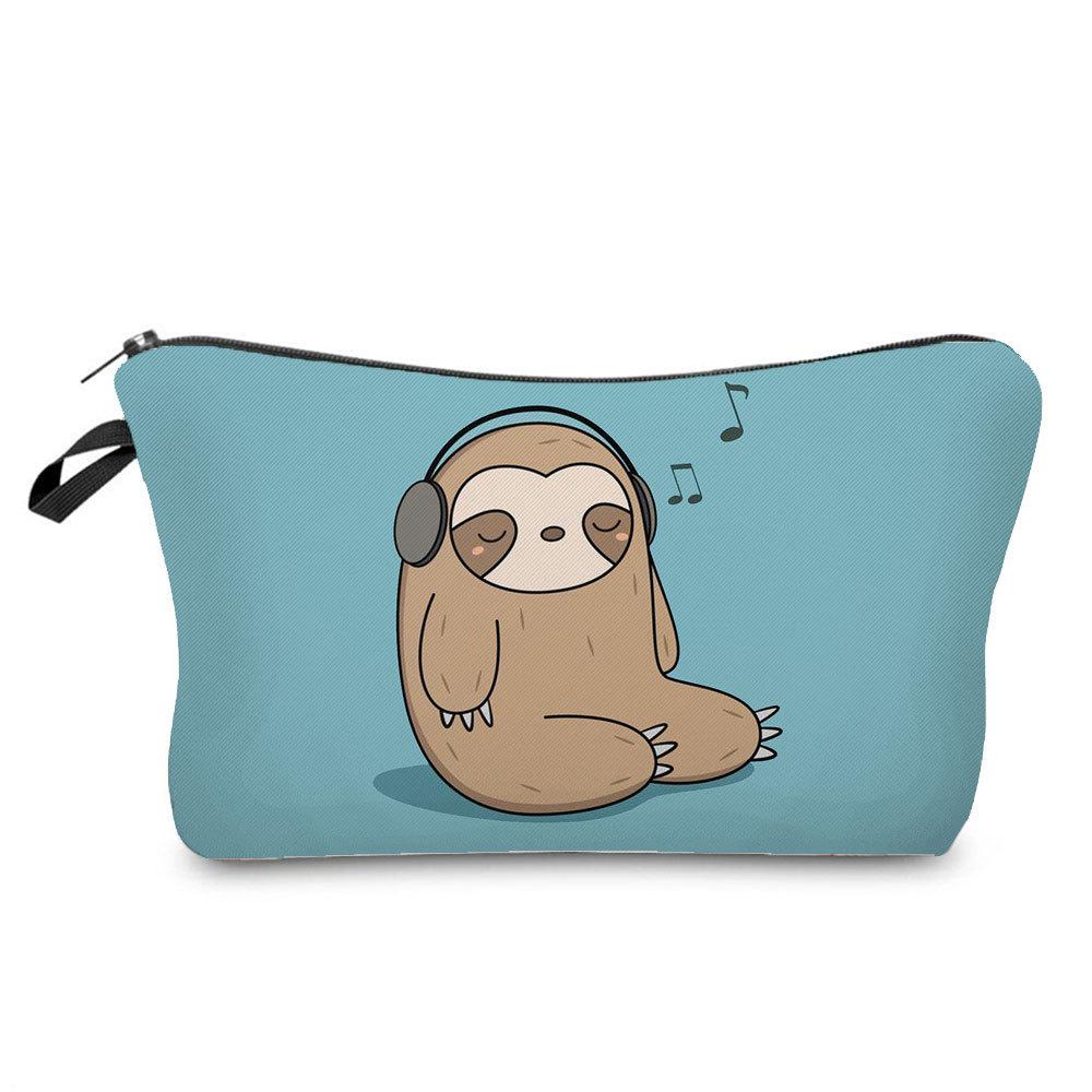 Women Sloth Print Cosmetic Bag Toiletries Organize Travel Storage Case 6403