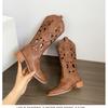 Botas Western Cowboy Bordadas de Couro Macio Femininas - Marrom Retrô Cano Médio Estilo Deserto de Verão (2025)