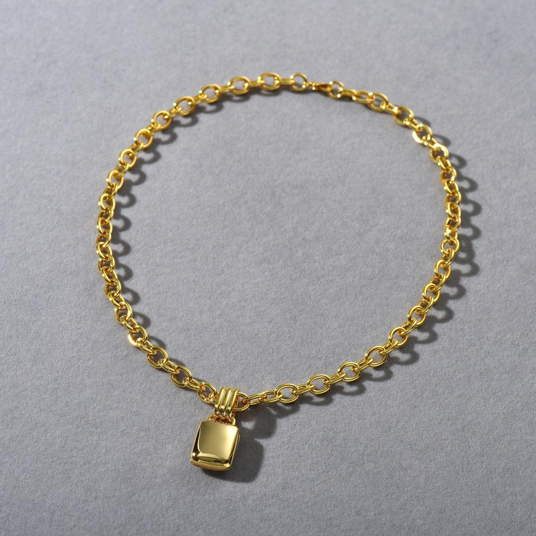 

Модный, простой, универсальный кулон-блок, толстая цепочка для свитера, нишевый, уникальная личность, модный, легкое роскошное ожерелье 44CM