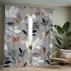 2 Pcsets Of Fashionable Leaf Print Curtains, Polyester Fabric, Machine Washable, Suitable For Living Room Or Bedroom Decoration