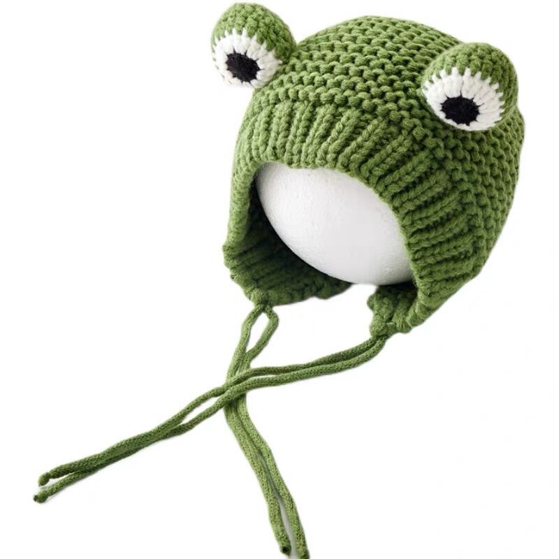Baby Hat Autumn and Winter Infant Woolen Hat Frog Baby Hat Cute Super Cute Plus Velvet Warm Knitted Hat