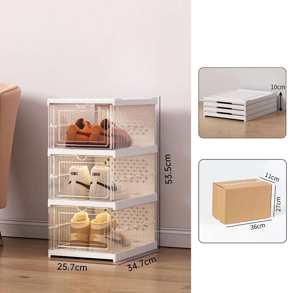 No Installation Shoes Case Fold Plastic Storage Thickened Drawer Case Drawer Stackable Box Organizer Shoe Box Simple Shoes Rack