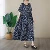 Short Sleeve Plus Size Cotton Vintage Floral New In Dresses for Women Casual Loose Long Summer Dress
