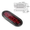 Side Marker Lights,Qiilu Side Marker Lights,2pcs 10 LED Side Marker Lights 6" Red Oval Waterproof Truck Tail Lights Surface Mount