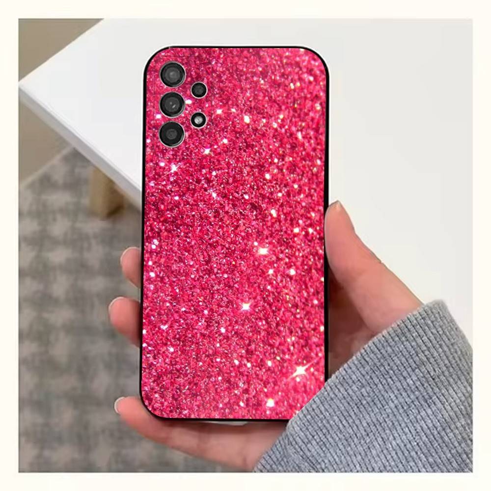 Dazzling Pink Glitter Case For Samsung S21,S20,S10,Plus,S9,S22,S25,Ultra,S24,S23,FE,Lite,Soft Silicone Black